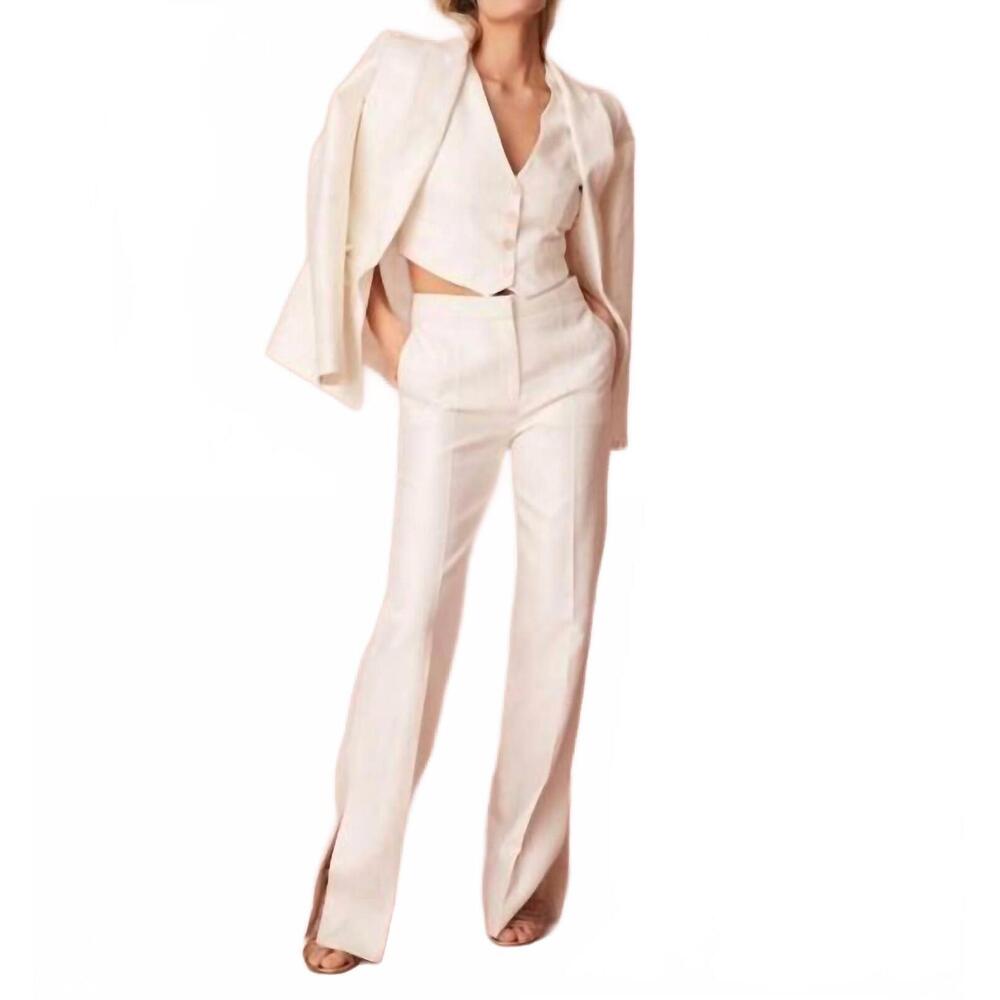 NEW LOVESHACKFANCY poppet straight leg tailored pants in antique white